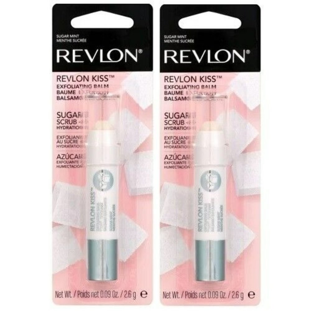 2 Revlon Kiss Exfoliating Lip Balm Sugar Lip Scrub in Sugar Mint Flavor